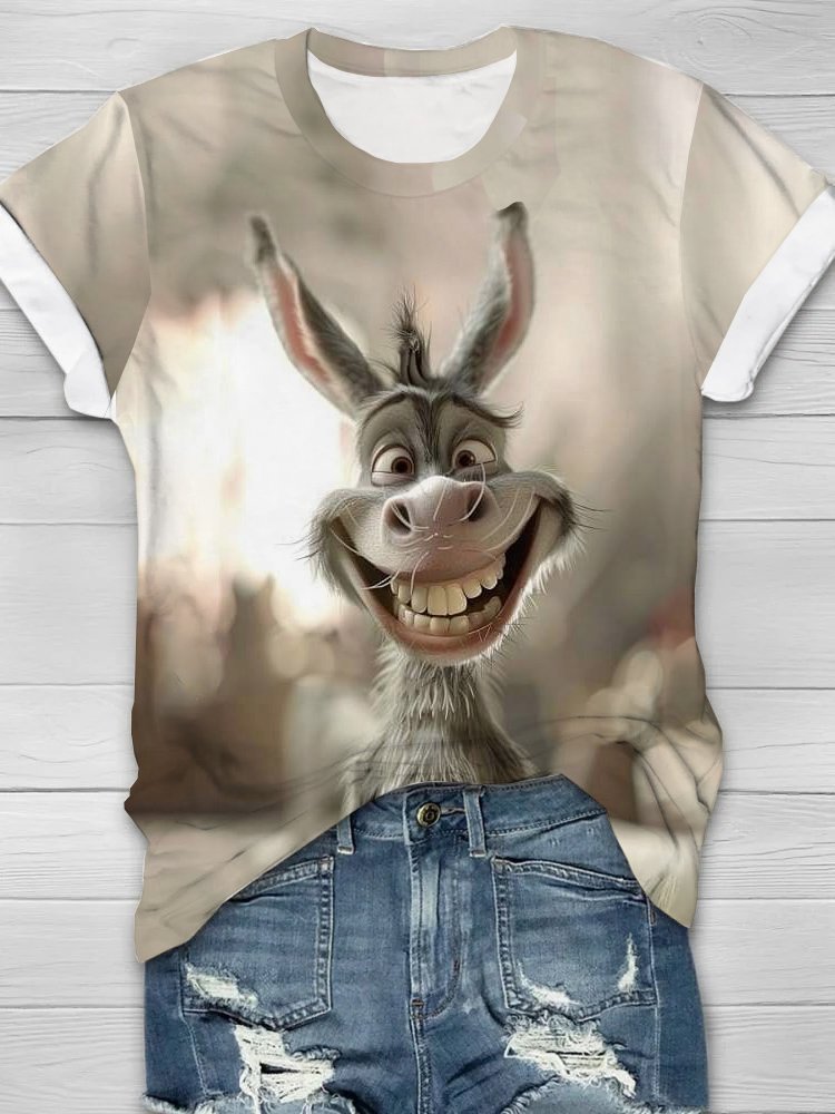 Casual Loose Jersey Donkey T-Shirt