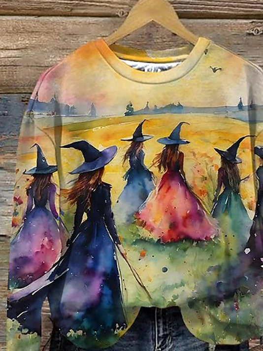 Loose V Neck Casual Halloween Sweatshirt