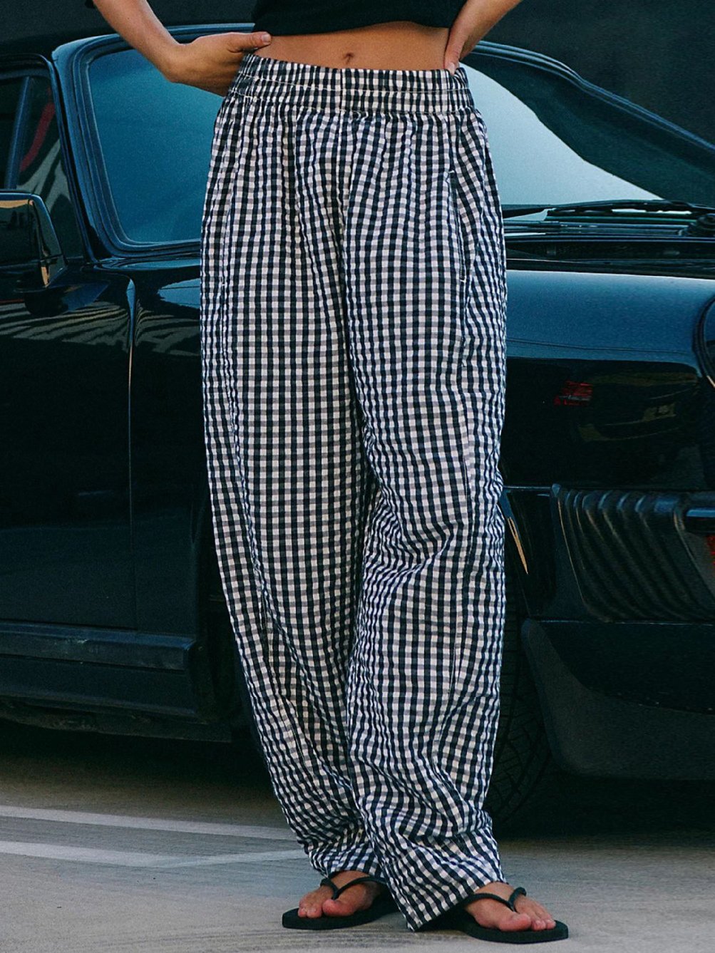 Loose Casual Knitted Plaid Pants