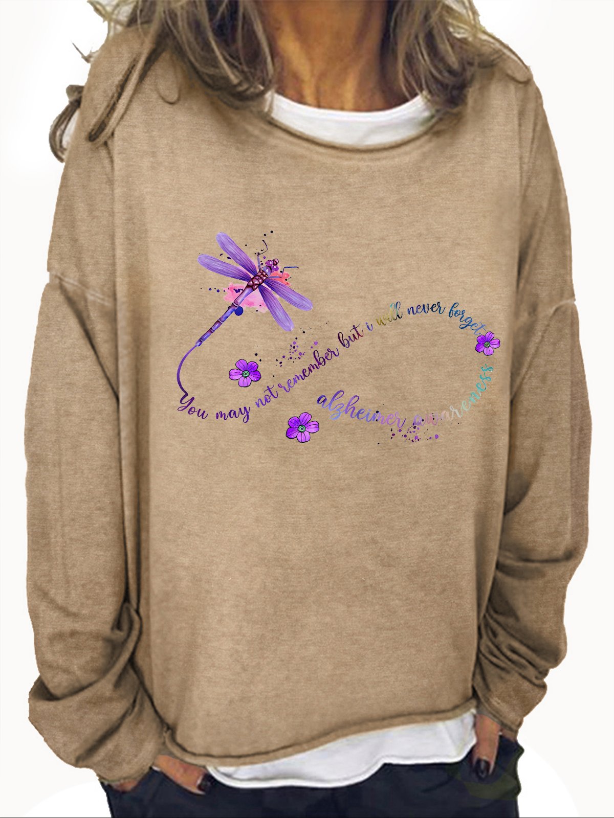 You May Not Remember But I Will Never Forget Alzheimer Awareness Casual Sweatshirt