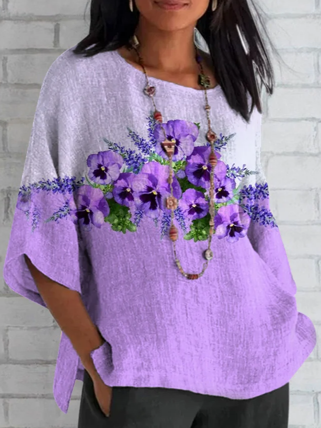 Women's Alzheimer's Purple Floral Casual Top