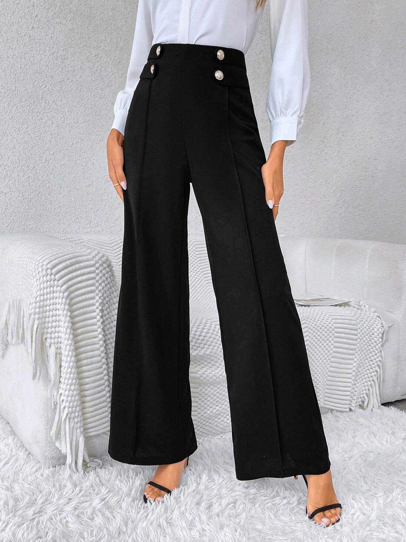 Buckle Loose Casual Pants