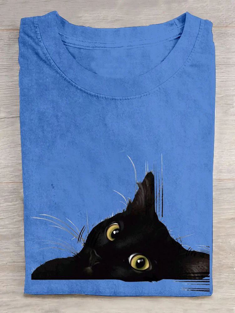 Loose Cotton Cat Casual T-Shirt