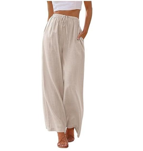 Women's  H-Line Straight Pants Daily Going Out Pants Apricot Casual Plain Spring/Fall Pants