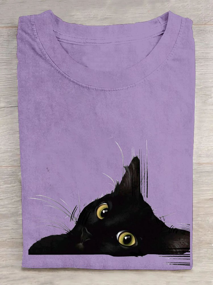 Loose Cotton Cat Casual T-Shirt