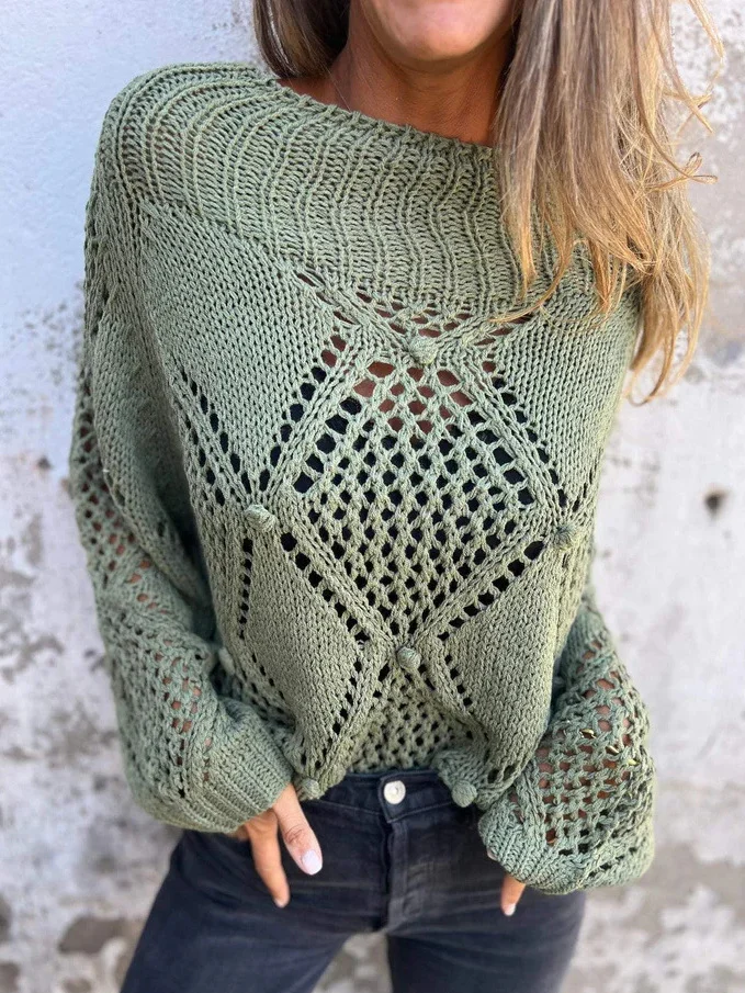 Hollow Out Loose Casual Yarn/Wool Yarn Sweater