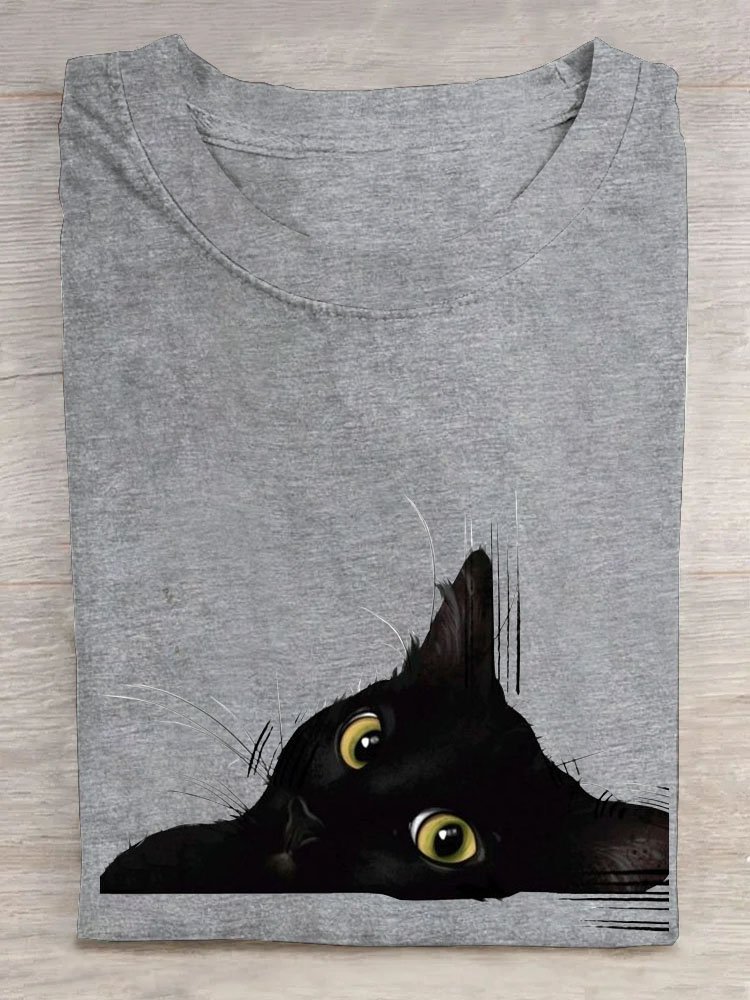 Loose Cotton Cat Casual T-Shirt