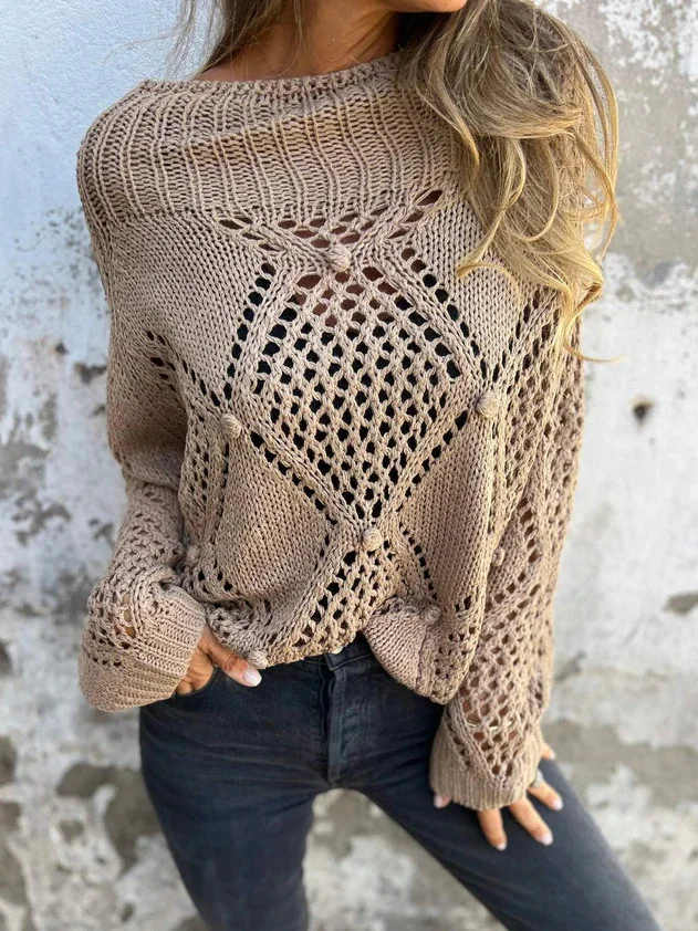 Hollow Out Loose Casual Yarn/Wool Yarn Sweater