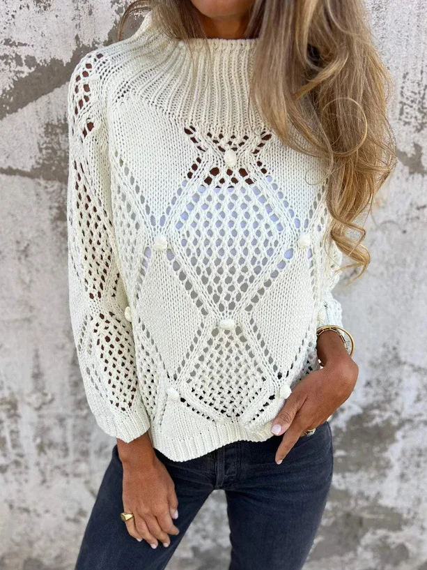 Hollow Out Loose Casual Yarn/Wool Yarn Sweater