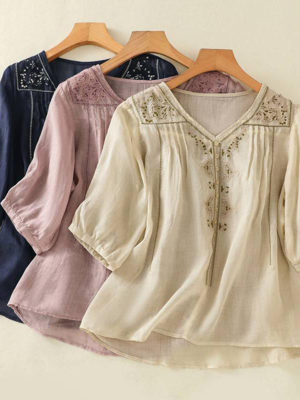 Casual Embroidery Patterns Shirt