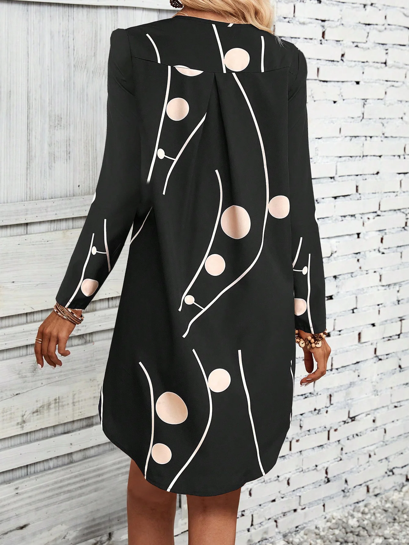 Polka Dots Casual Dress With No