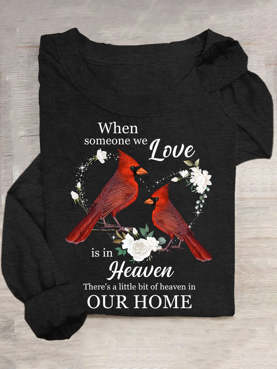 Best Family Memorial Cardinal Birds Shirt In Loving Memory Heaven In Home Casual Long Sleeve Shirt