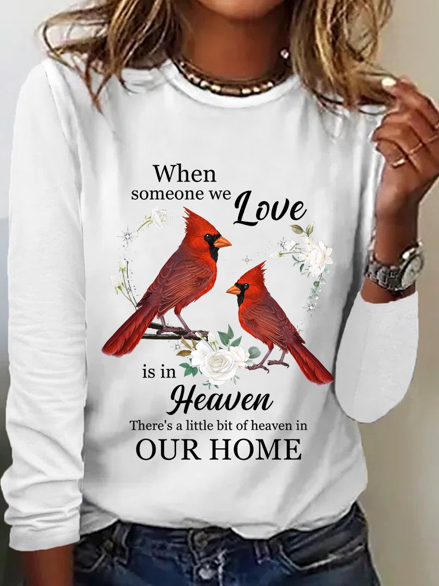 Best Family Memorial Cardinal Birds Shirt In Loving Memory Heaven In Home Casual Long Sleeve Shirt