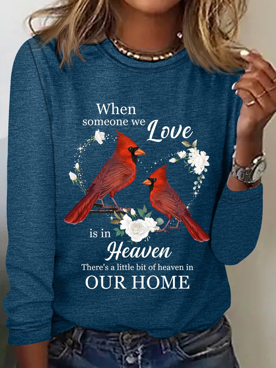 Best Family Memorial Cardinal Birds Shirt In Loving Memory Heaven In Home Casual Long Sleeve Shirt