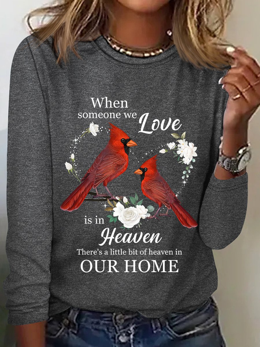 Best Family Memorial Cardinal Birds Shirt In Loving Memory Heaven In Home Casual Long Sleeve Shirt