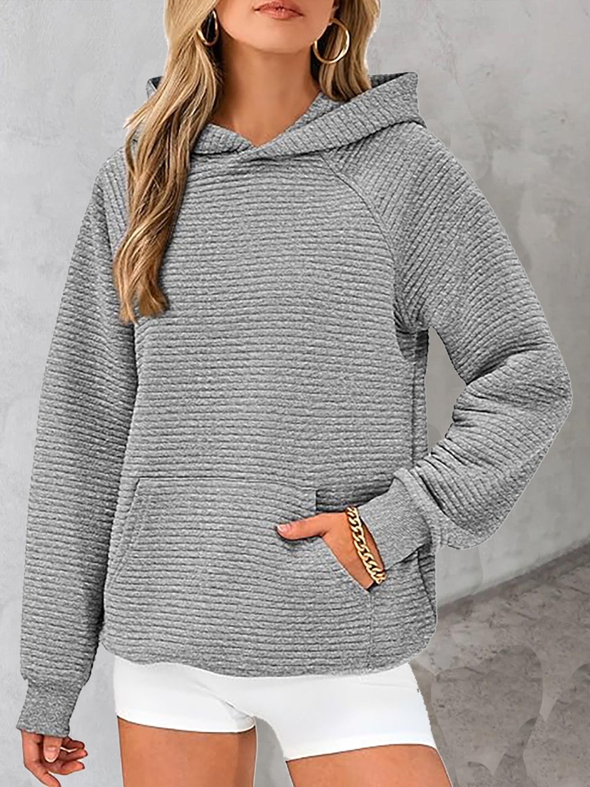 Loose Hoodie Pocket Stitching Casual Hoodie