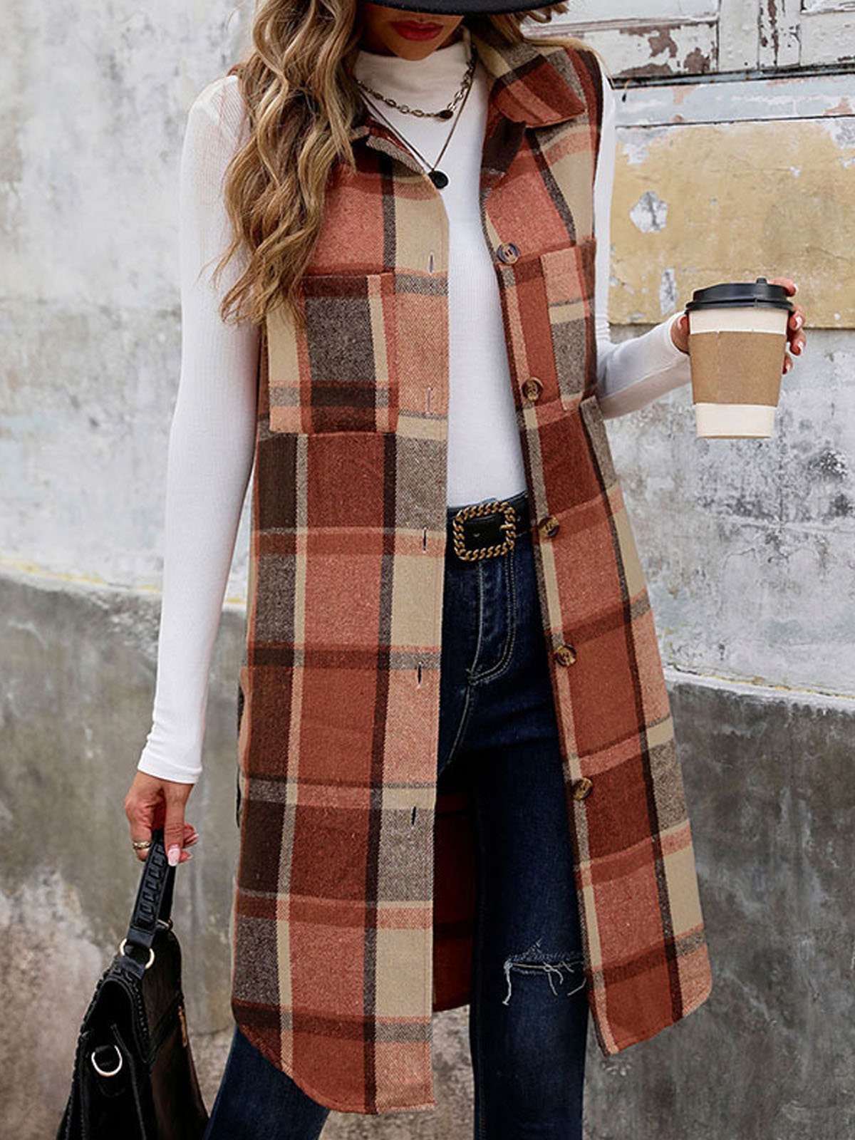 Plaid Loose Casual Vest