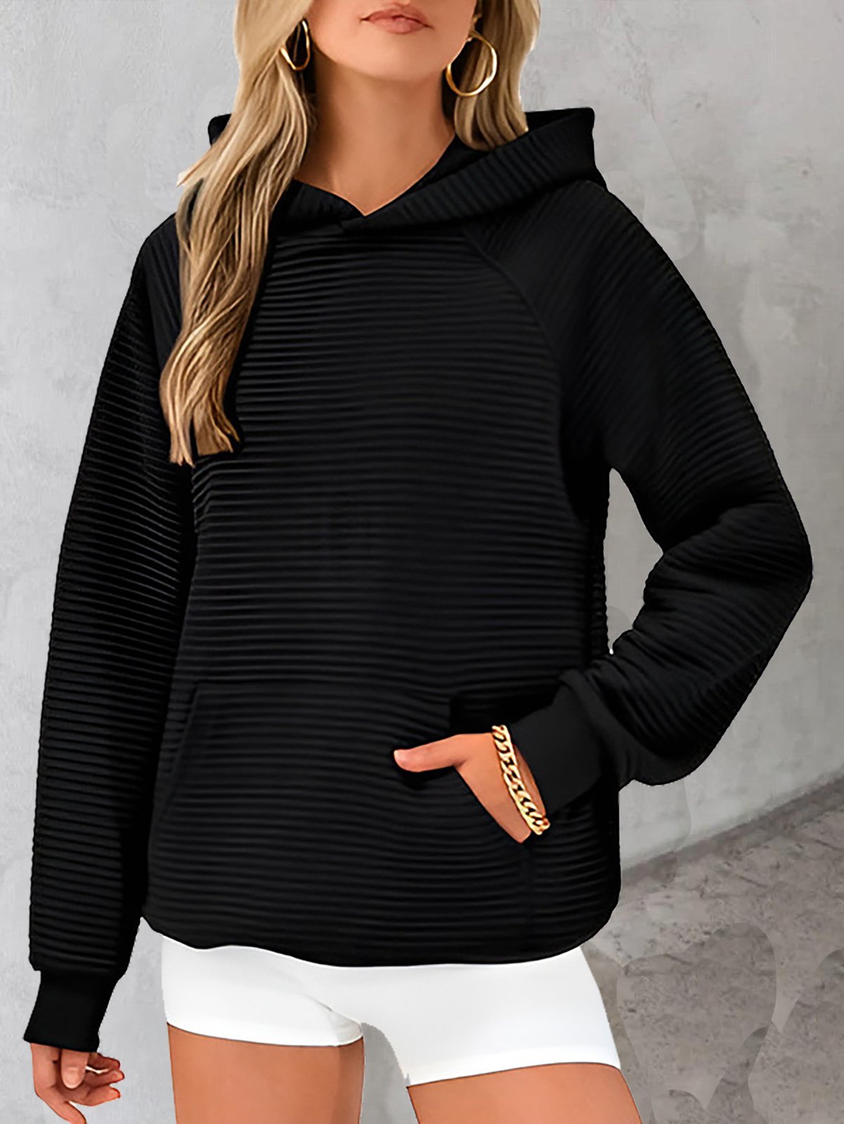 Loose Hoodie Pocket Stitching Casual Hoodie