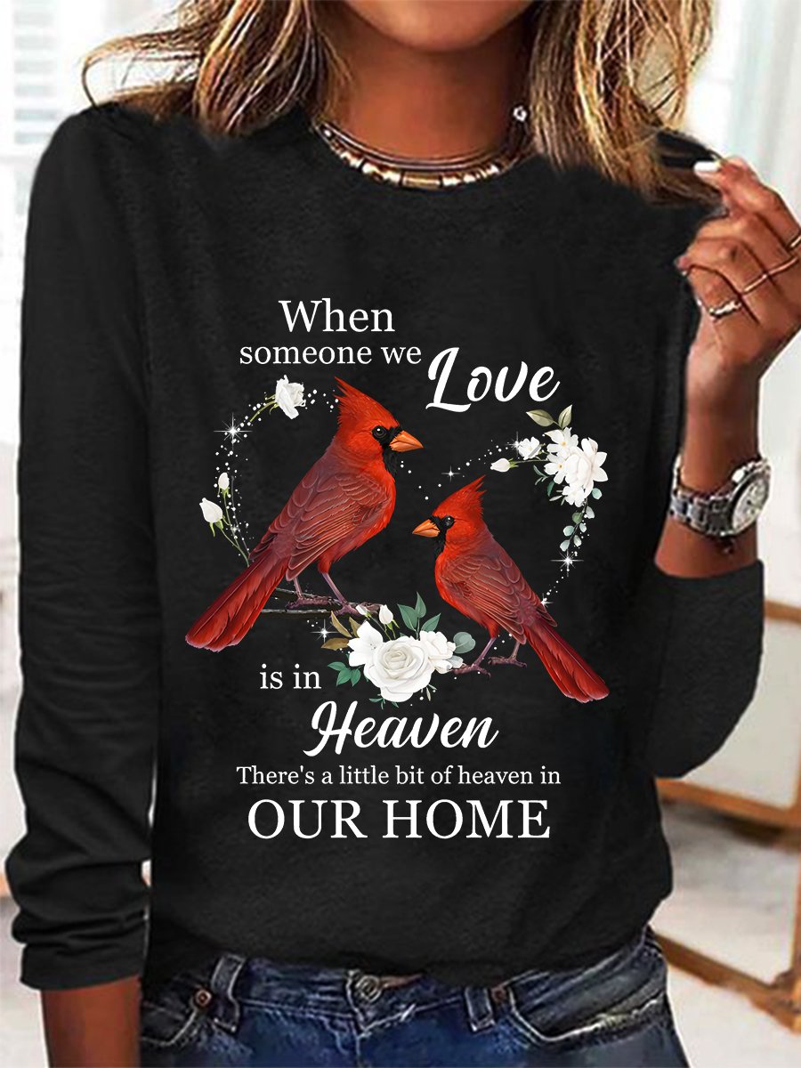 Best Family Memorial Cardinal Birds Shirt In Loving Memory Heaven In Home Casual Long Sleeve Shirt