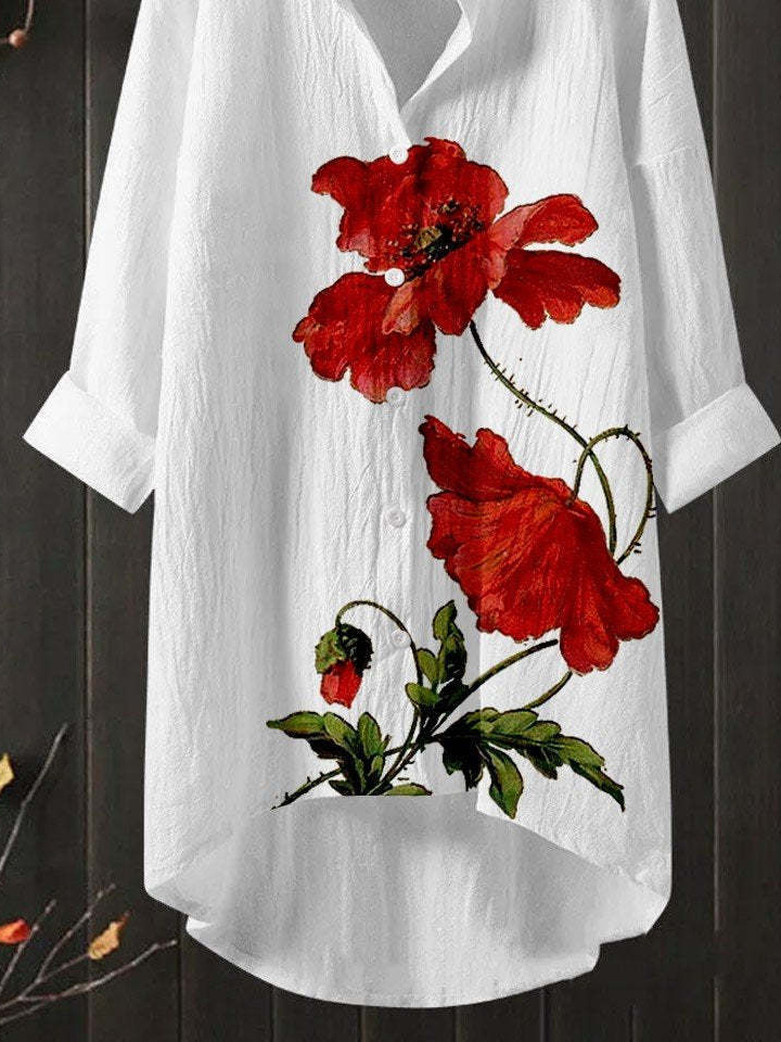 Floral Casual Shirt Collar Shirt