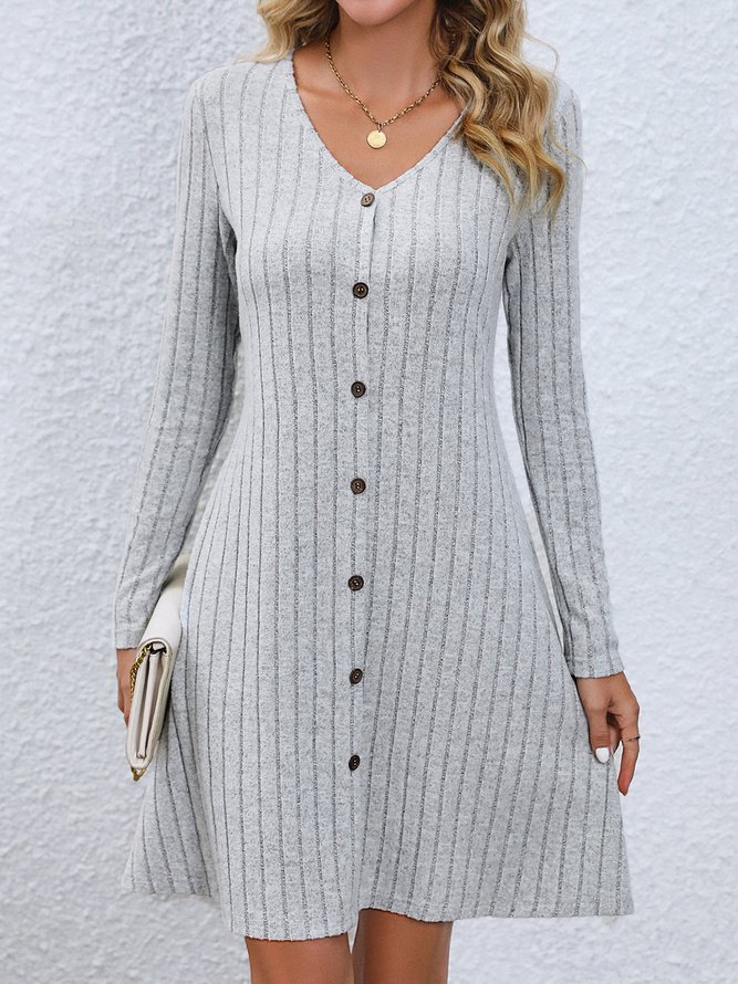 Plain Casual Dress With No