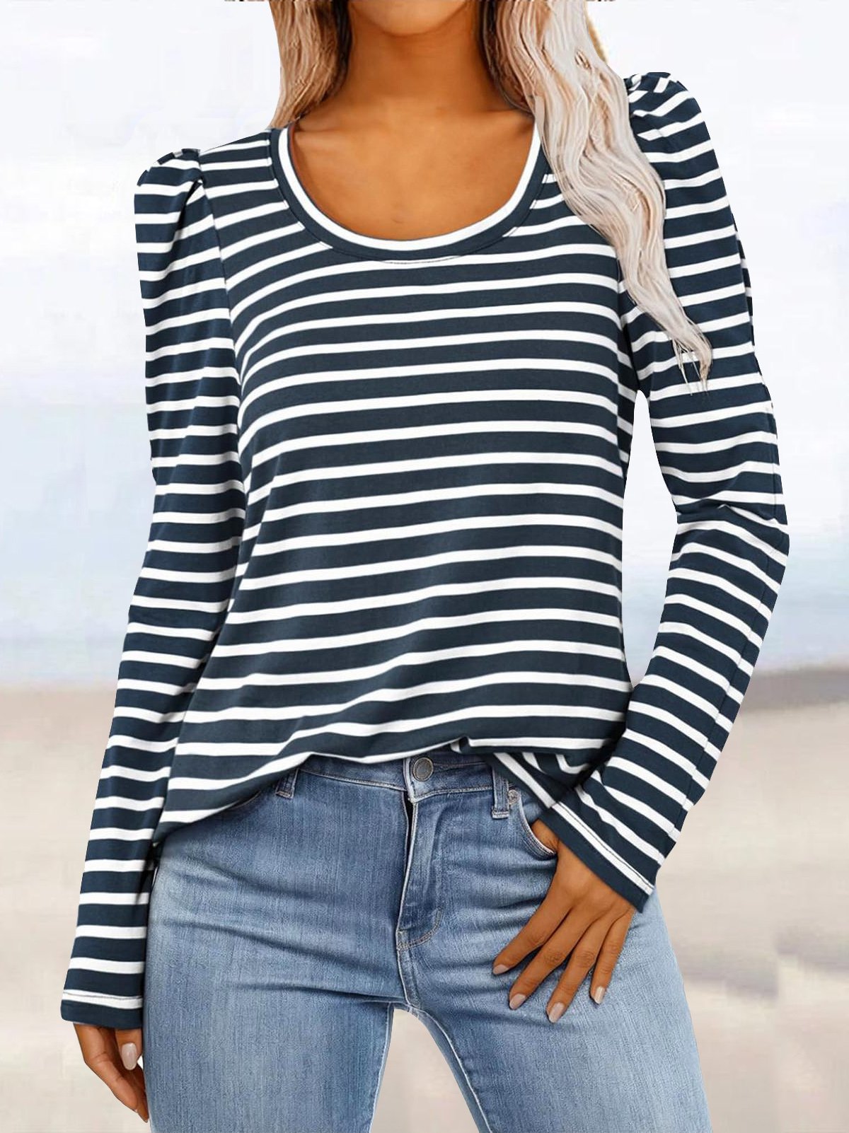 Casual Striped Jersey T-Shirt