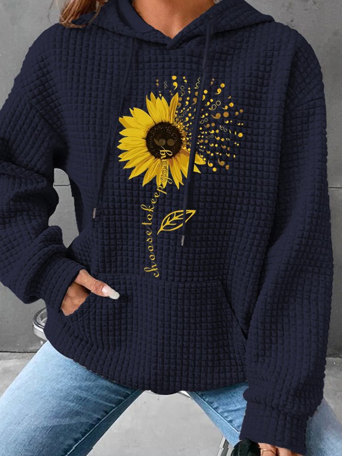 Casual Chrysanthemum Loose Hoodie Hoodie