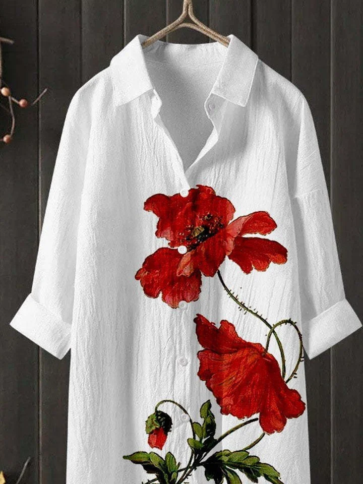 Floral Casual Shirt Collar Shirt