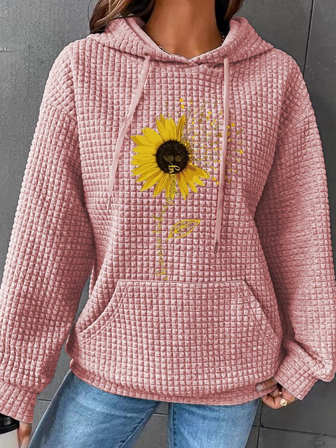 Casual Chrysanthemum Loose Hoodie Hoodie