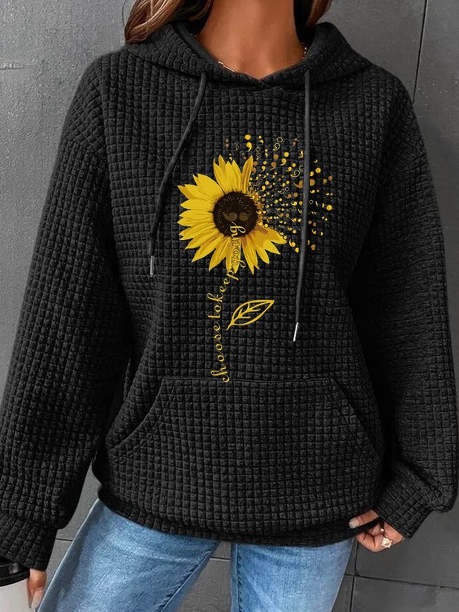 Casual Chrysanthemum Loose Hoodie Hoodie