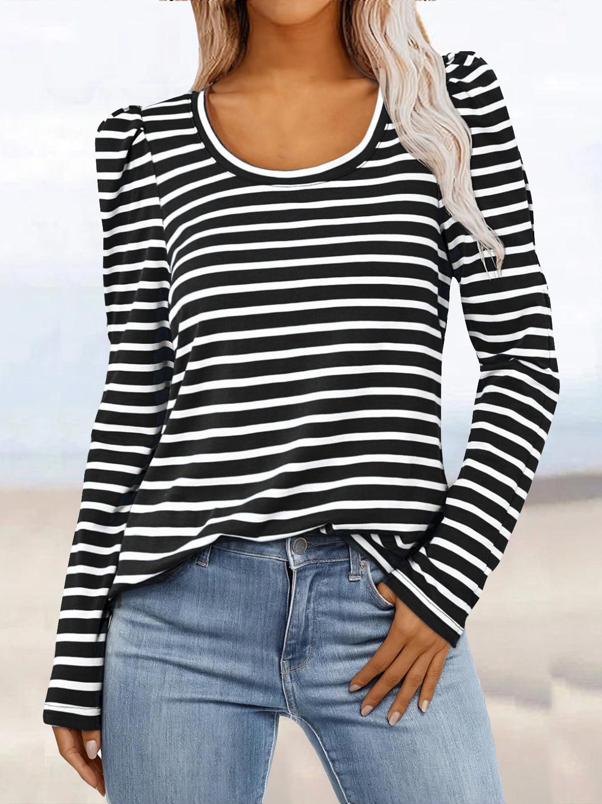 Casual Striped Jersey T-Shirt