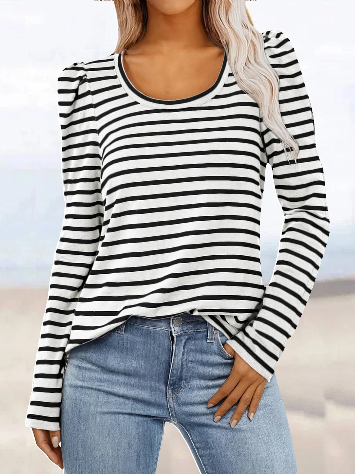 Casual Striped Jersey T-Shirt