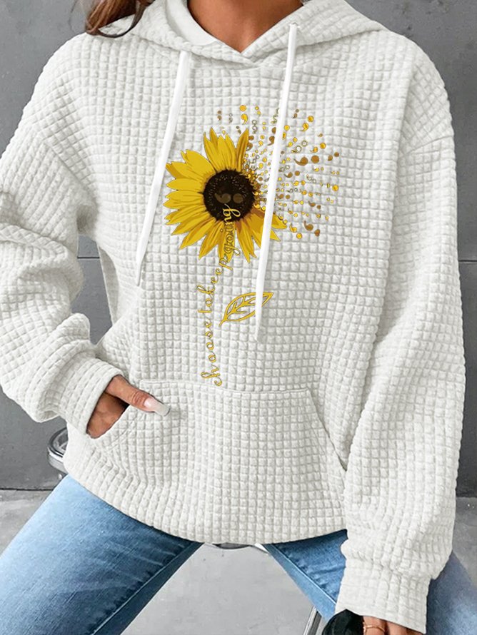 Casual Chrysanthemum Loose Hoodie Hoodie