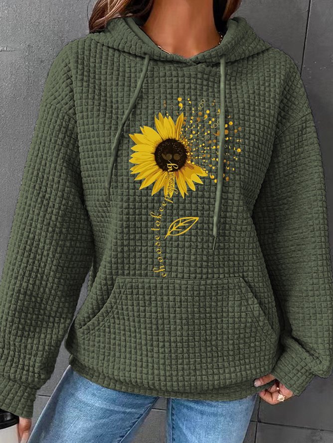 Casual Chrysanthemum Loose Hoodie Hoodie