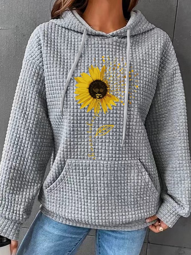 Casual Chrysanthemum Loose Hoodie Hoodie