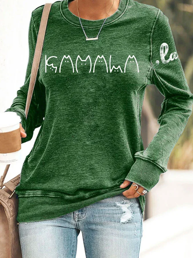 Women's La Print Casual Long Sleeve Casual Cotton-Blend Sweatshirt