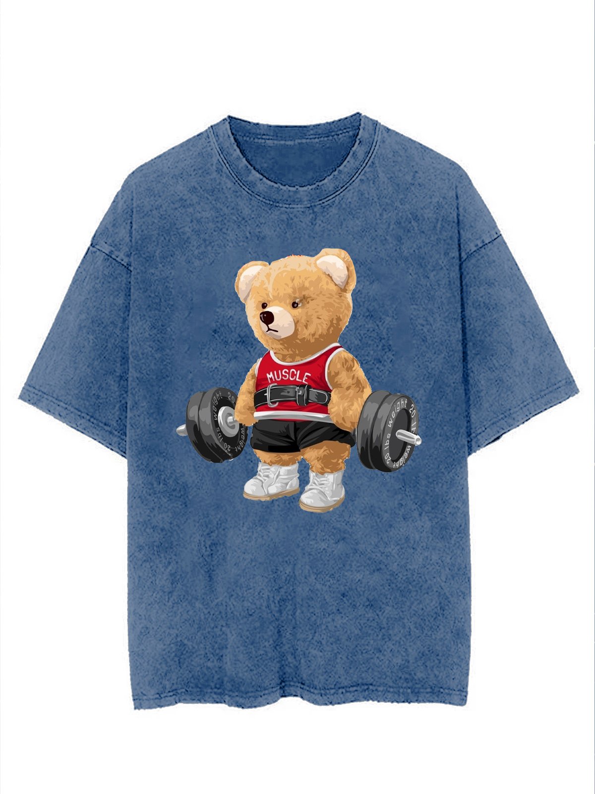 Cotton  Exercise Bear Washed Gym T-Shirt