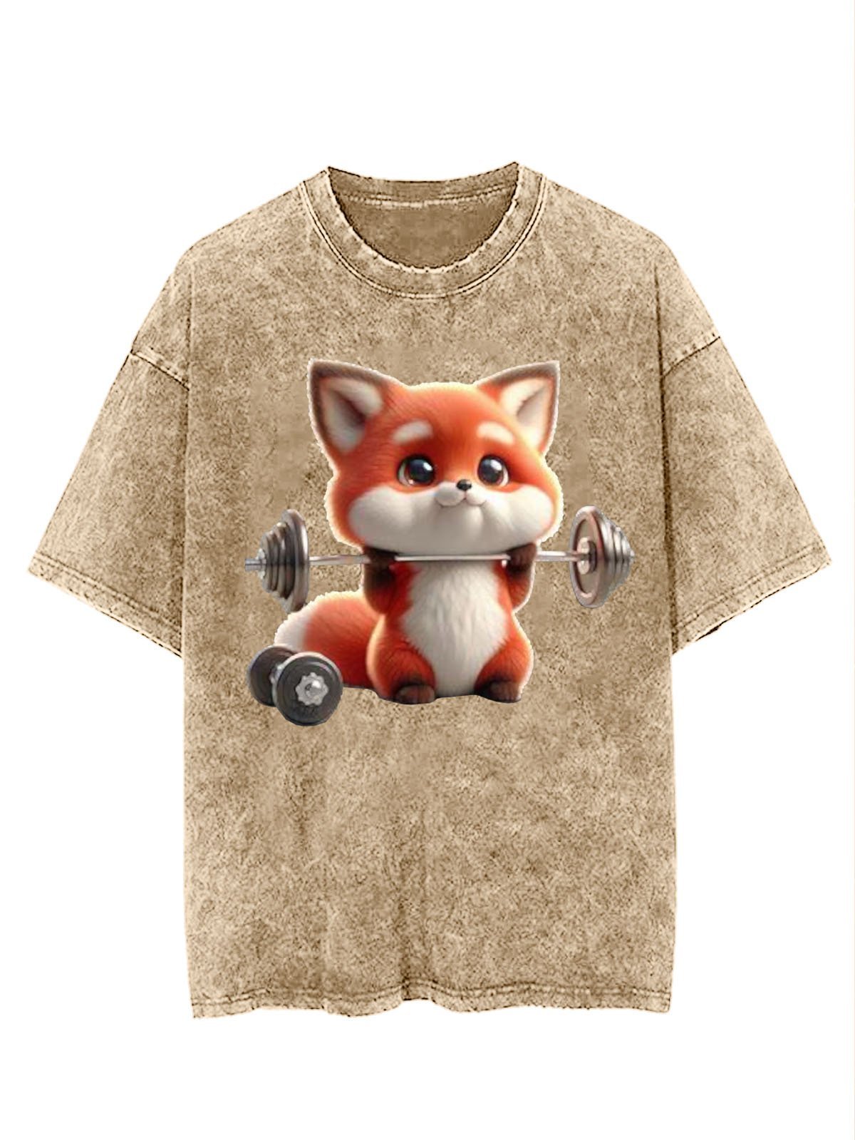 Weightlifting Fox Printed Washed T-shirt