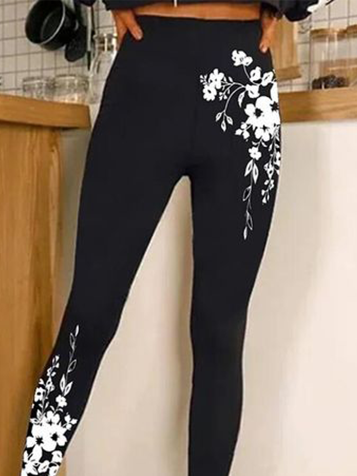 Jersey Floral Casual Leggings