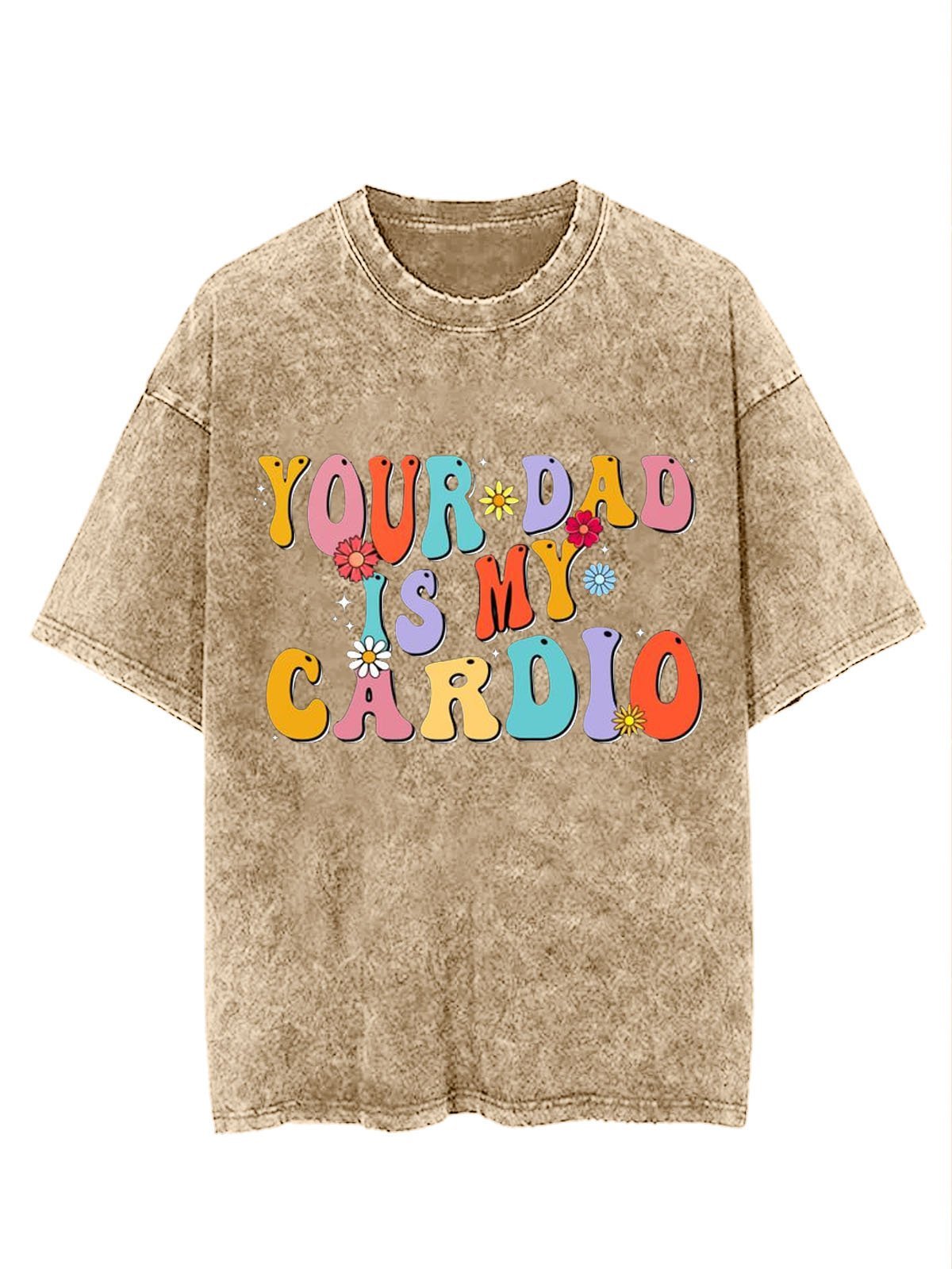 Text letter printed washed T-shirt