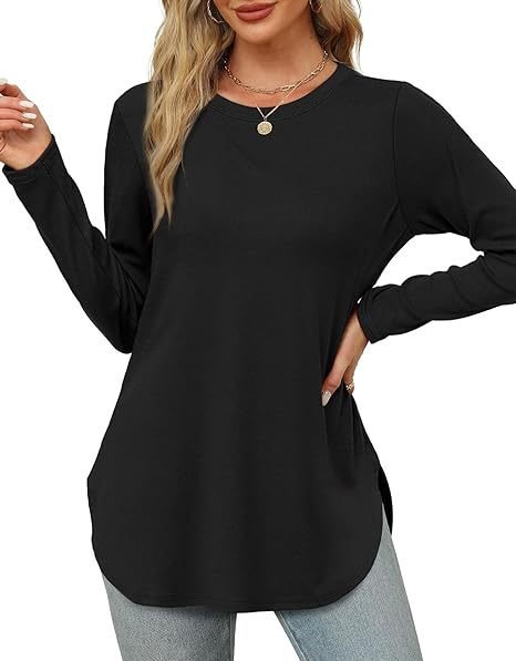 Women's Long Sleeve T-shirt Spring/Fall White Plain Crew Neck Daily Going Out Casual Top