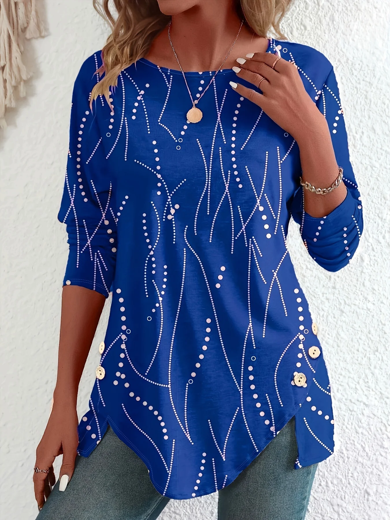 Crew Neck Loose Casual Blouse