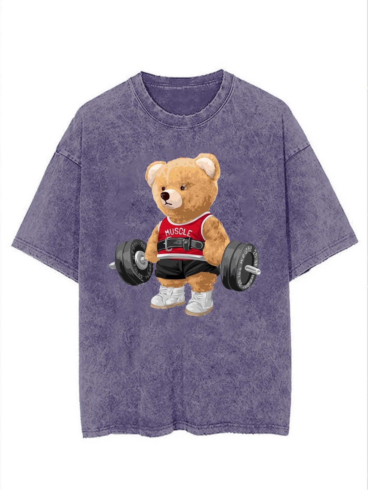 Cotton  Exercise Bear Washed Gym T-Shirt