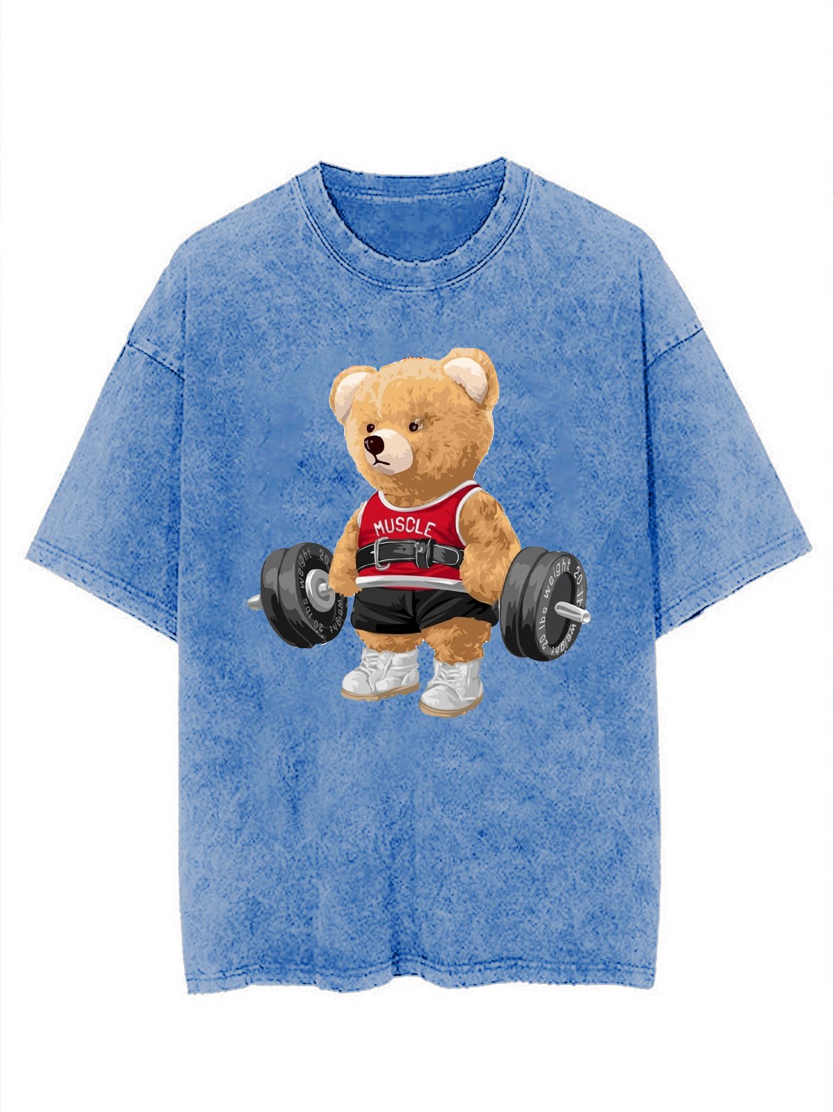 Cotton  Exercise Bear Washed Gym T-Shirt