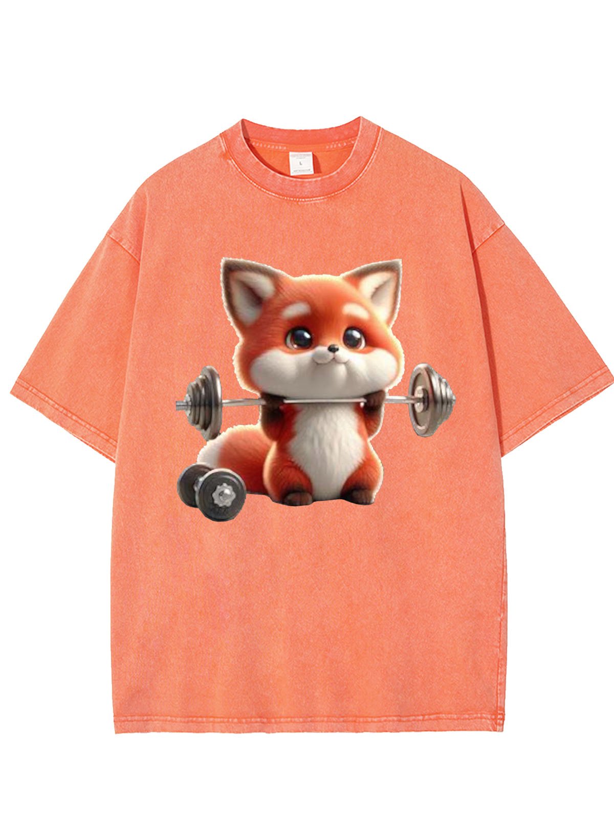 Weightlifting Fox Printed Washed T-shirt