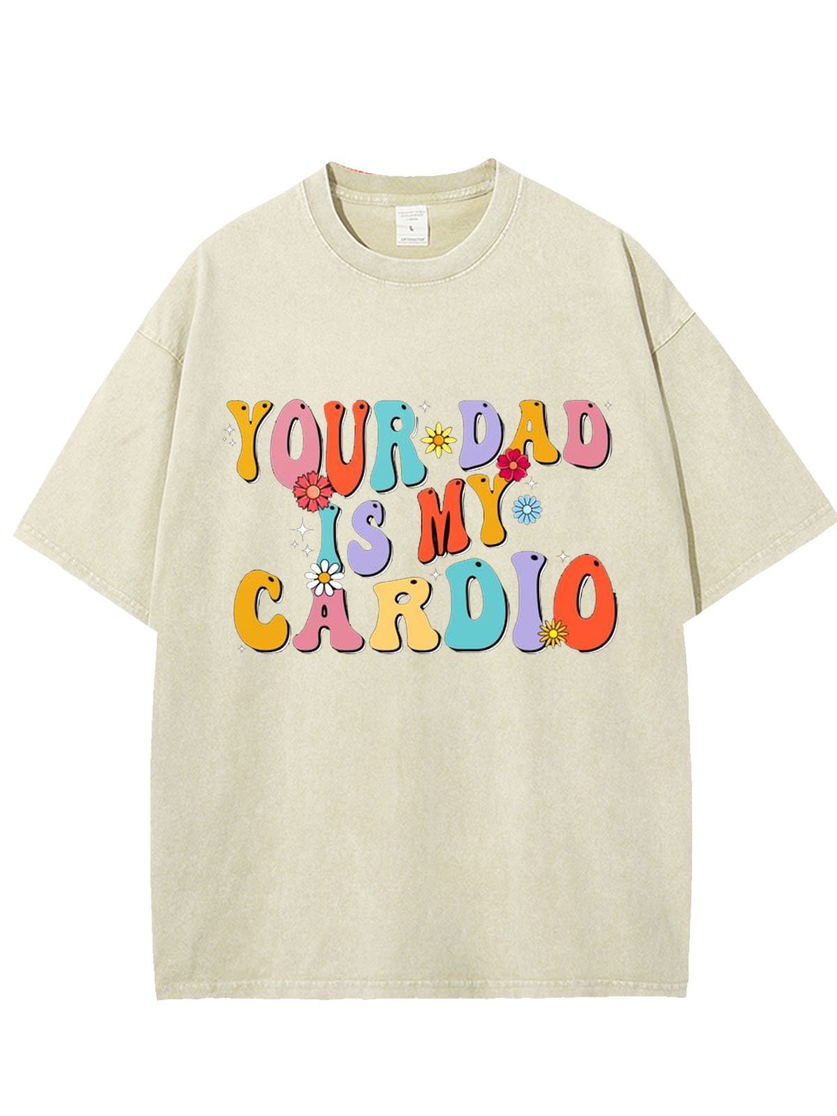 Text letter printed washed T-shirt