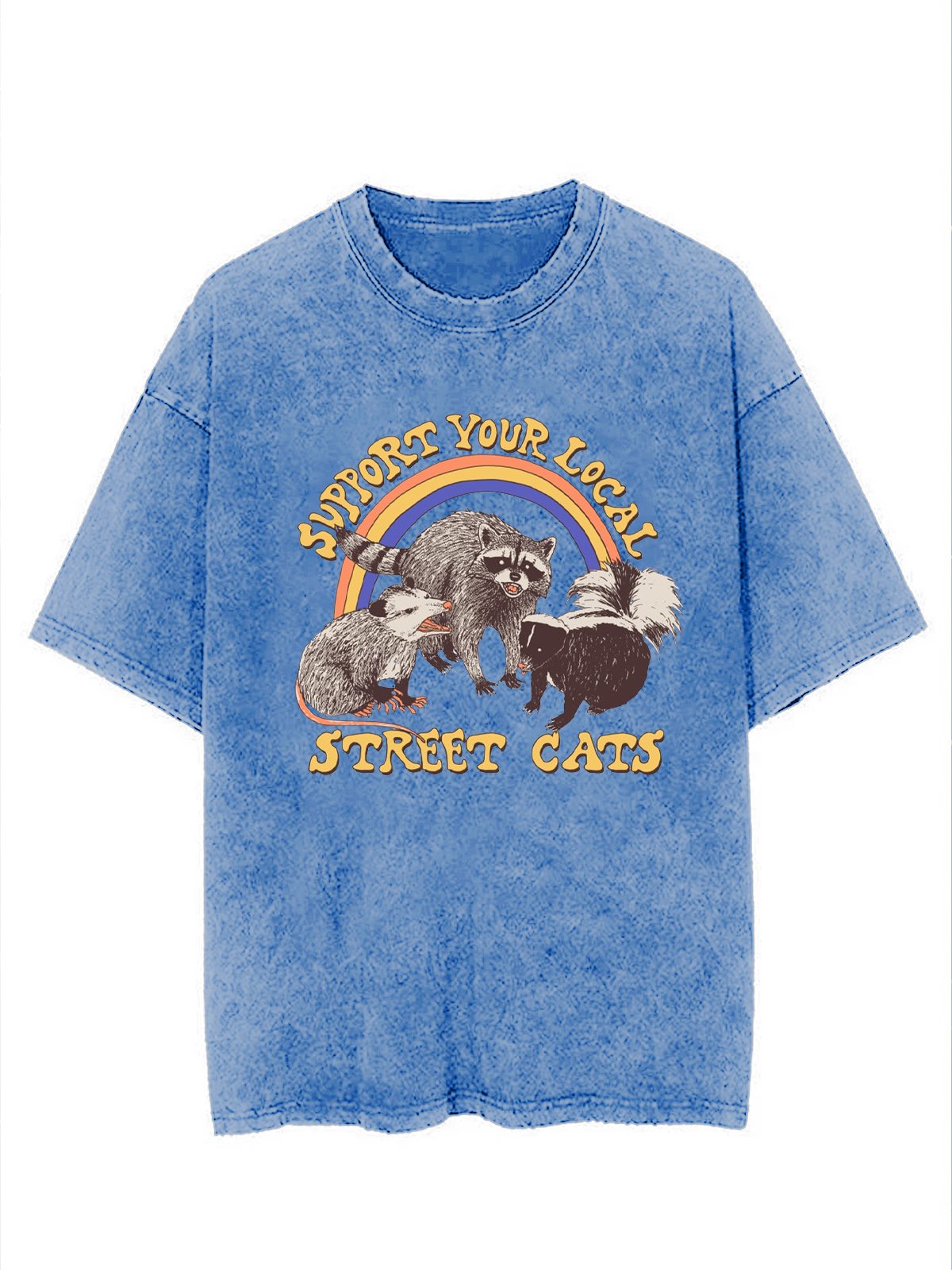 Support Your Local Street Cats (raccoon) Distressing  T-Shirt