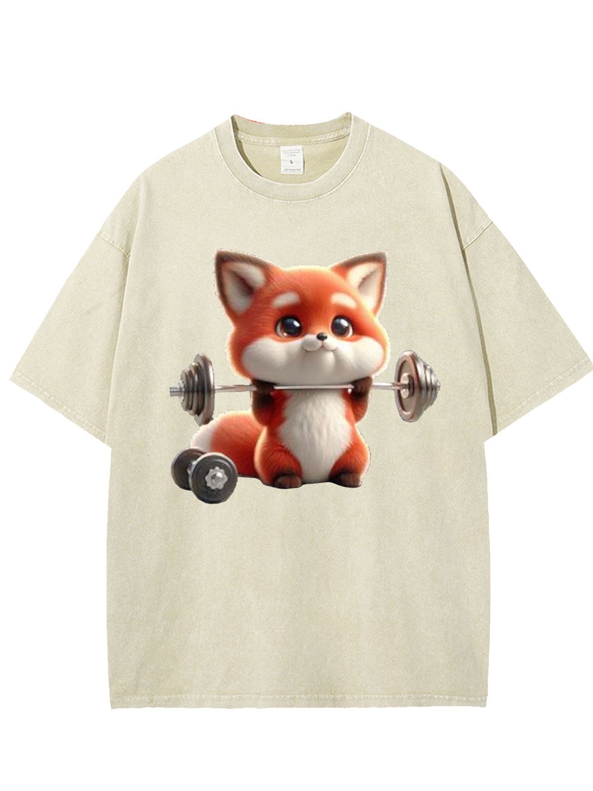 Weightlifting Fox Printed Washed T-shirt