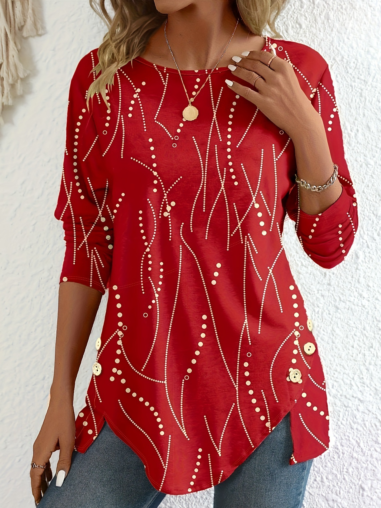 Crew Neck Loose Casual Blouse