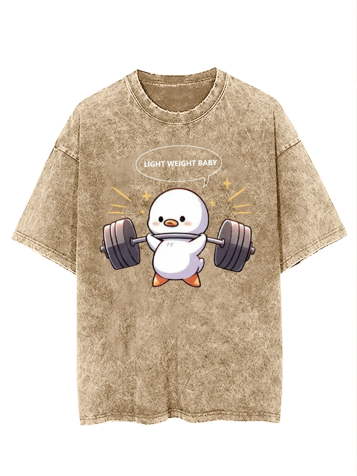 Funny Chicken Fitness Printed Washed T-shirt